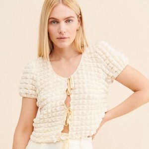 Find Me Now Mae Tie Top in the color cloud